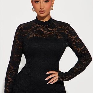 Fashion Nova Black Lace Dress NWT M